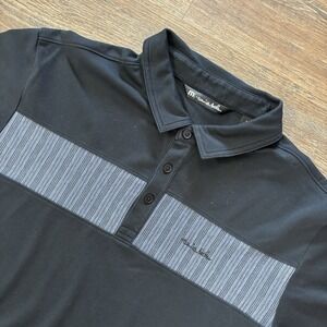 Travis Mathew Black Colorblock Polo Shirt Golf Men's Sz L Casual Preppy